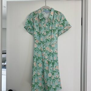 Hill House Green Linen Mini Sundress